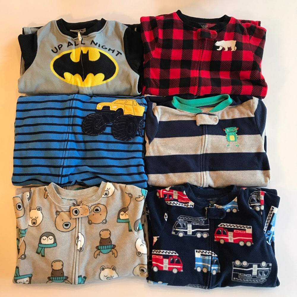 Bundle 6 + 1 Fleece Pajamas 4T (6 footed, 1 pants)
